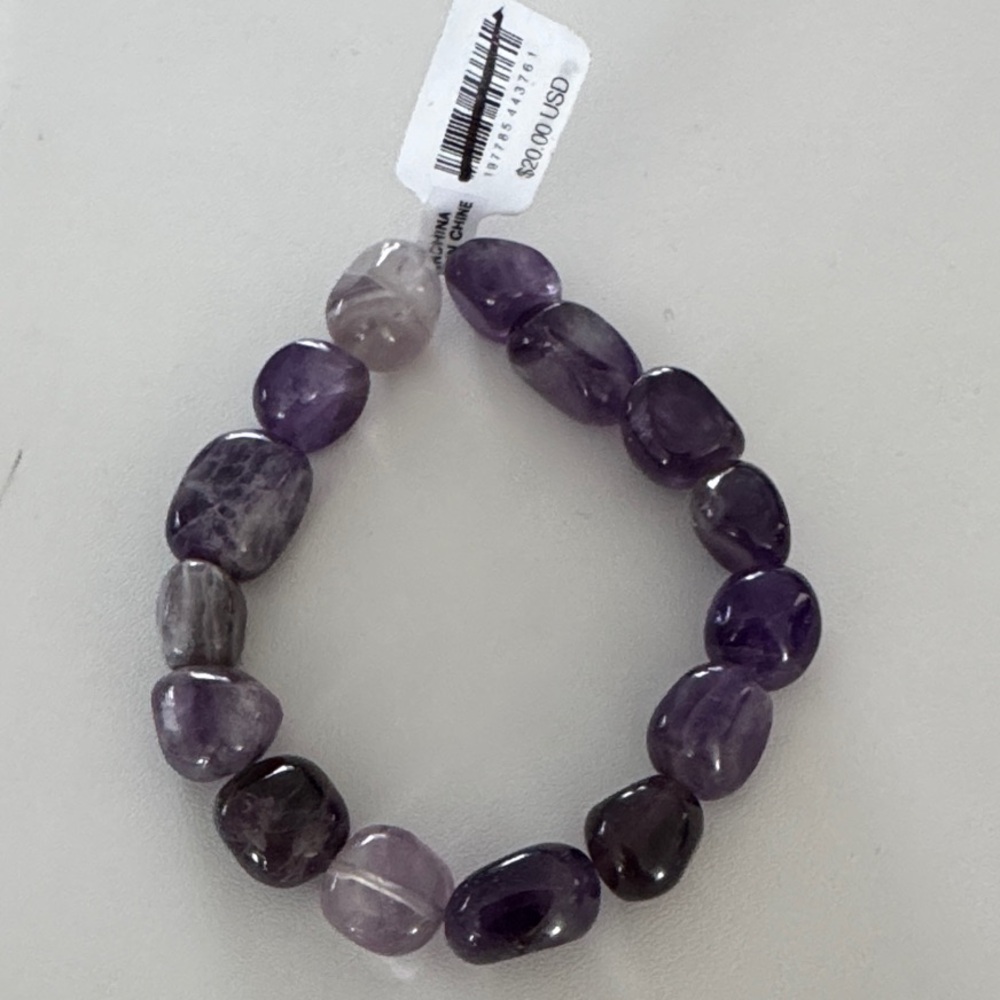 Free People NWT Amethyst Toned elastic Beads Bracelet